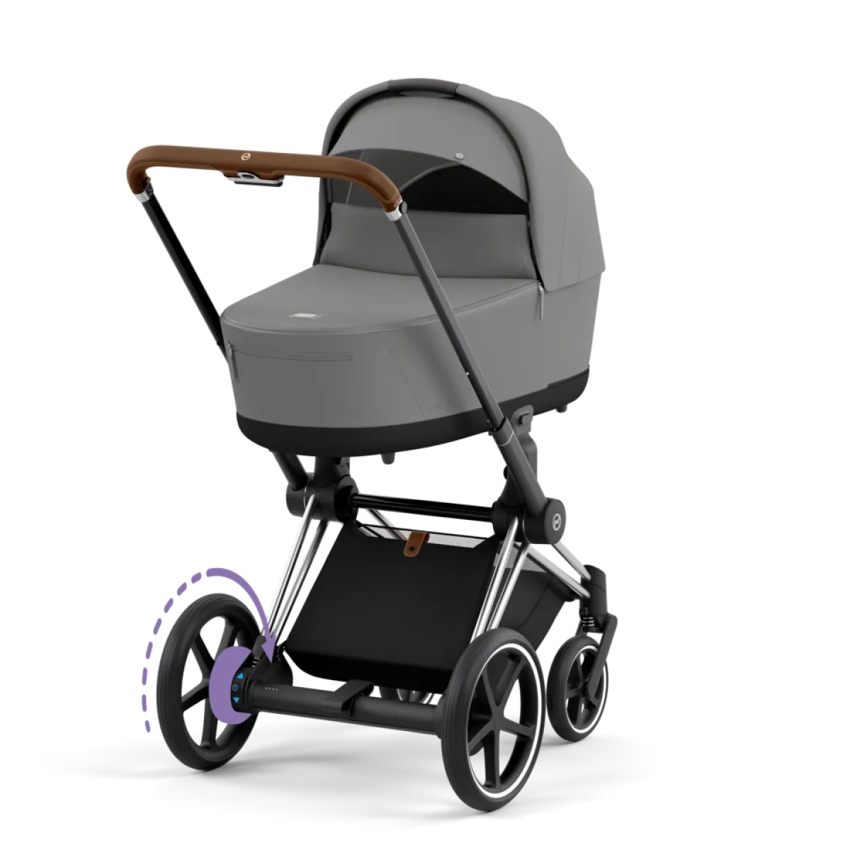 Cybex Combi Kinderwagens * E-Priam Kinderwagen Compleet Mirage Grey - Chrome Brown Frame