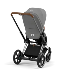 Cybex Combi Kinderwagens * E-Priam Kinderwagen Compleet Mirage Grey - Chrome Brown Frame