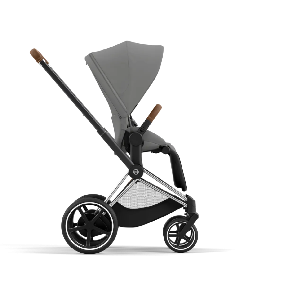 Cybex Combi Kinderwagens * E-Priam Kinderwagen Compleet Mirage Grey - Chrome Brown Frame