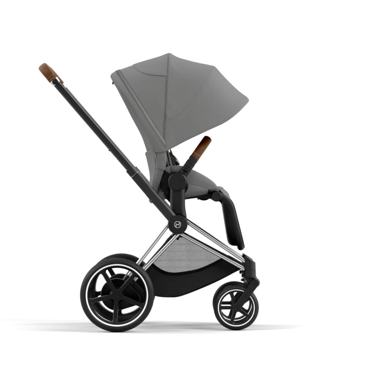 Cybex Combi Kinderwagens * E-Priam Kinderwagen Compleet Mirage Grey - Chrome Brown Frame