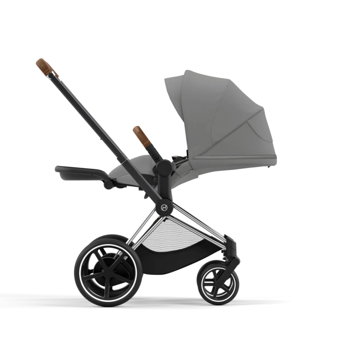 Cybex Combi Kinderwagens * E-Priam Kinderwagen Compleet Mirage Grey - Chrome Brown Frame