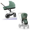 Cybex Combi Kinderwagens * E-Priam Kinderwagen Compleet Leaf Green - Chrome Brown Frame