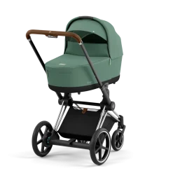Cybex Combi Kinderwagens * E-Priam Kinderwagen Compleet Leaf Green - Chrome Brown Frame