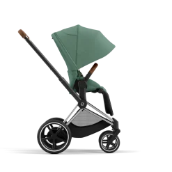 Cybex Combi Kinderwagens * E-Priam Kinderwagen Compleet Leaf Green - Chrome Brown Frame