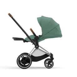 Cybex Combi Kinderwagens * E-Priam Kinderwagen Compleet Leaf Green - Chrome Brown Frame