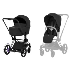 Cybex Combi Kinderwagens * Kinderwagen e-Priam 5 Compleet Comfort Matt Black Frame - Sepia Black Zwart