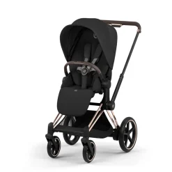 Cybex Combi Kinderwagens * Kinderwagen e-Priam 5 Compleet Comfort Rosegold Frame - Sepia Black Zwart