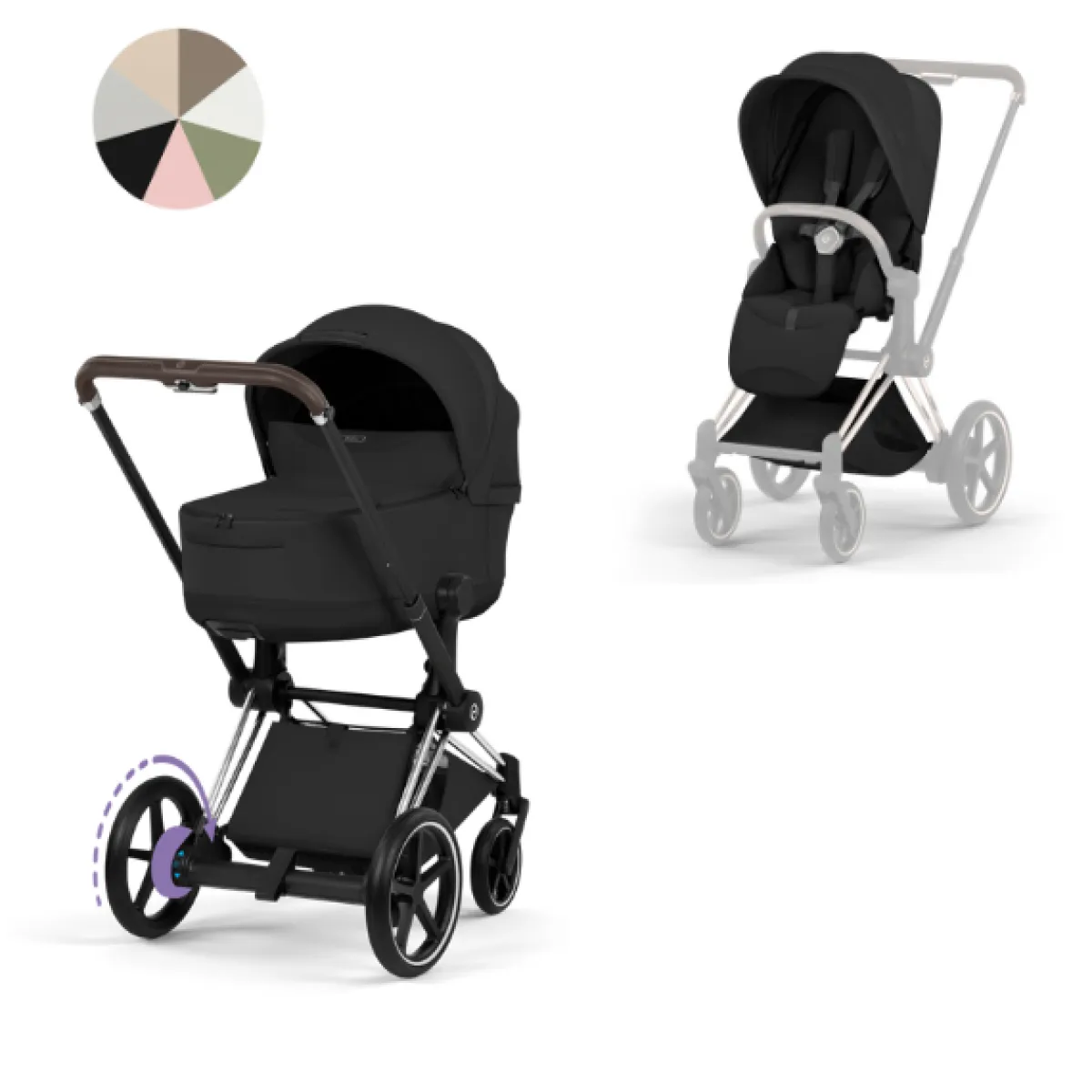 Cybex Combi Kinderwagens * Kinderwagen e-Priam 5 Compleet Style Chrome Brown Frame