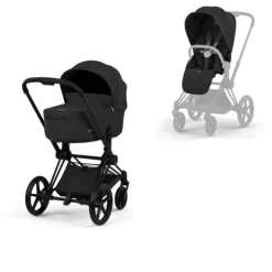 Cybex Combi Kinderwagens * Kinderwagen Priam 5 Compleet Comfort Matt Black Frame - Sepia Black Zwart