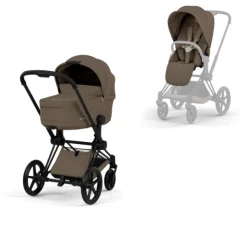 Cybex Combi Kinderwagens * Kinderwagen Priam 5 Compleet Comfort Matt Black Frame - Coconut Brown