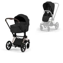 Cybex Combi Kinderwagens * Kinderwagen Priam 5 Compleet Comfort Rosegold Frame - Sepia Black