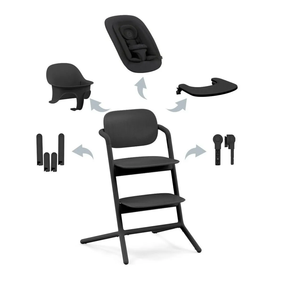 Cybex Meegroeistoelen * LEMO 4 in 1 Kinderstoel Stunning Black Zwart
