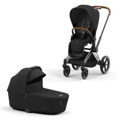 Cybex Combi Kinderwagens * Priam Kinderwagen Compleet Sepia Black - Chrome Brown Frame Zwart