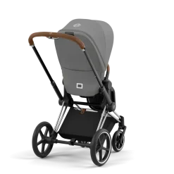 Cybex Combi Kinderwagens * Priam Kinderwagen Compleet Mirage Grey - Chrome Brown Frame Grijs