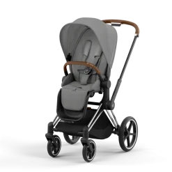 Cybex Combi Kinderwagens * Priam Kinderwagen Compleet Mirage Grey - Chrome Brown Frame Grijs