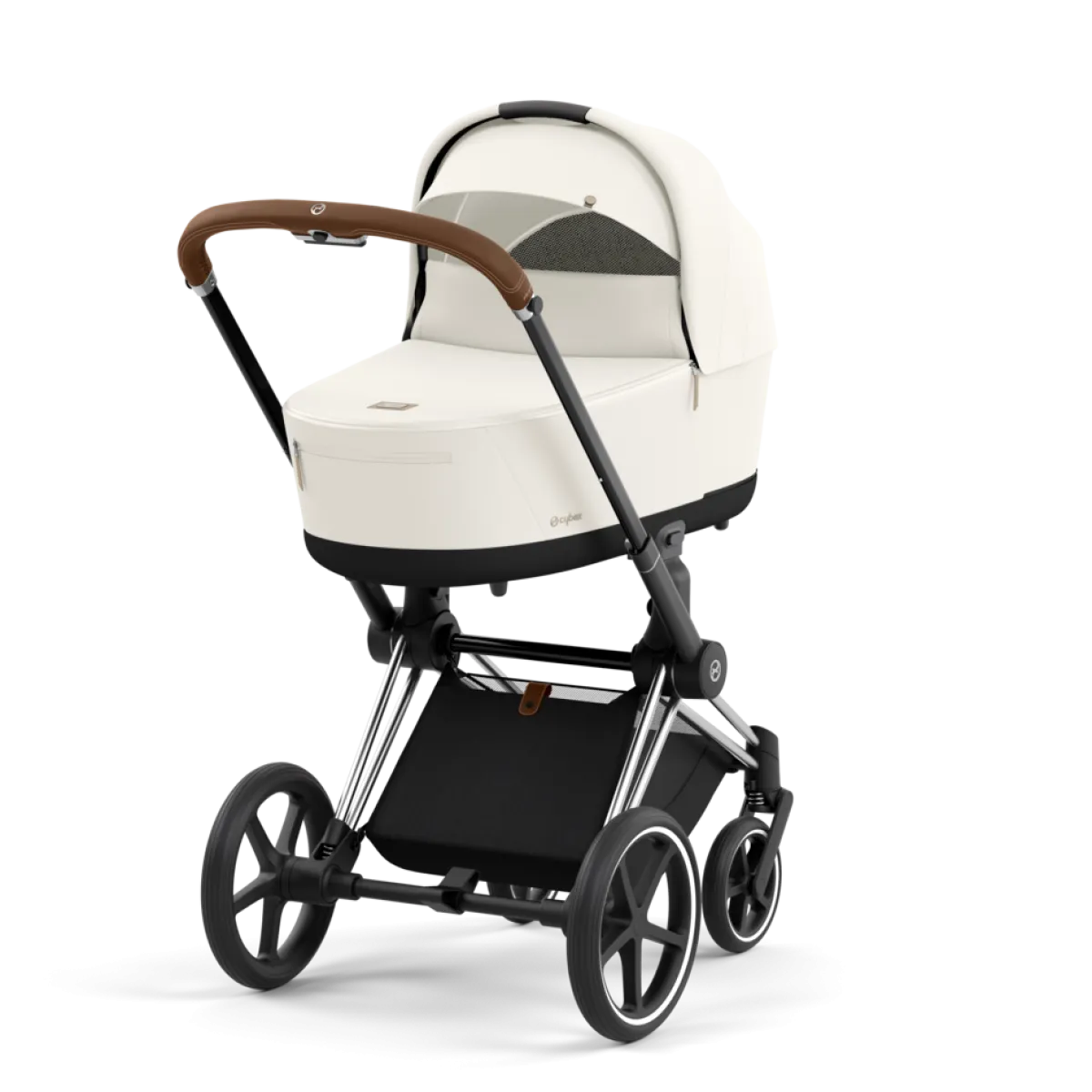 Cybex Combi Kinderwagens * Priam Kinderwagen Compleet Off White - Chrome Brown Frame Wit