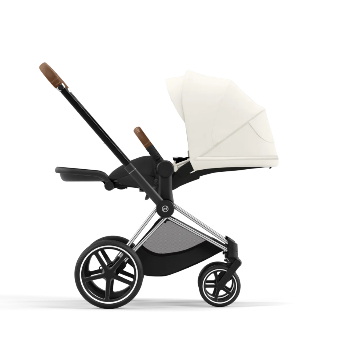 Cybex Combi Kinderwagens * Priam Kinderwagen Compleet Off White - Chrome Brown Frame Wit