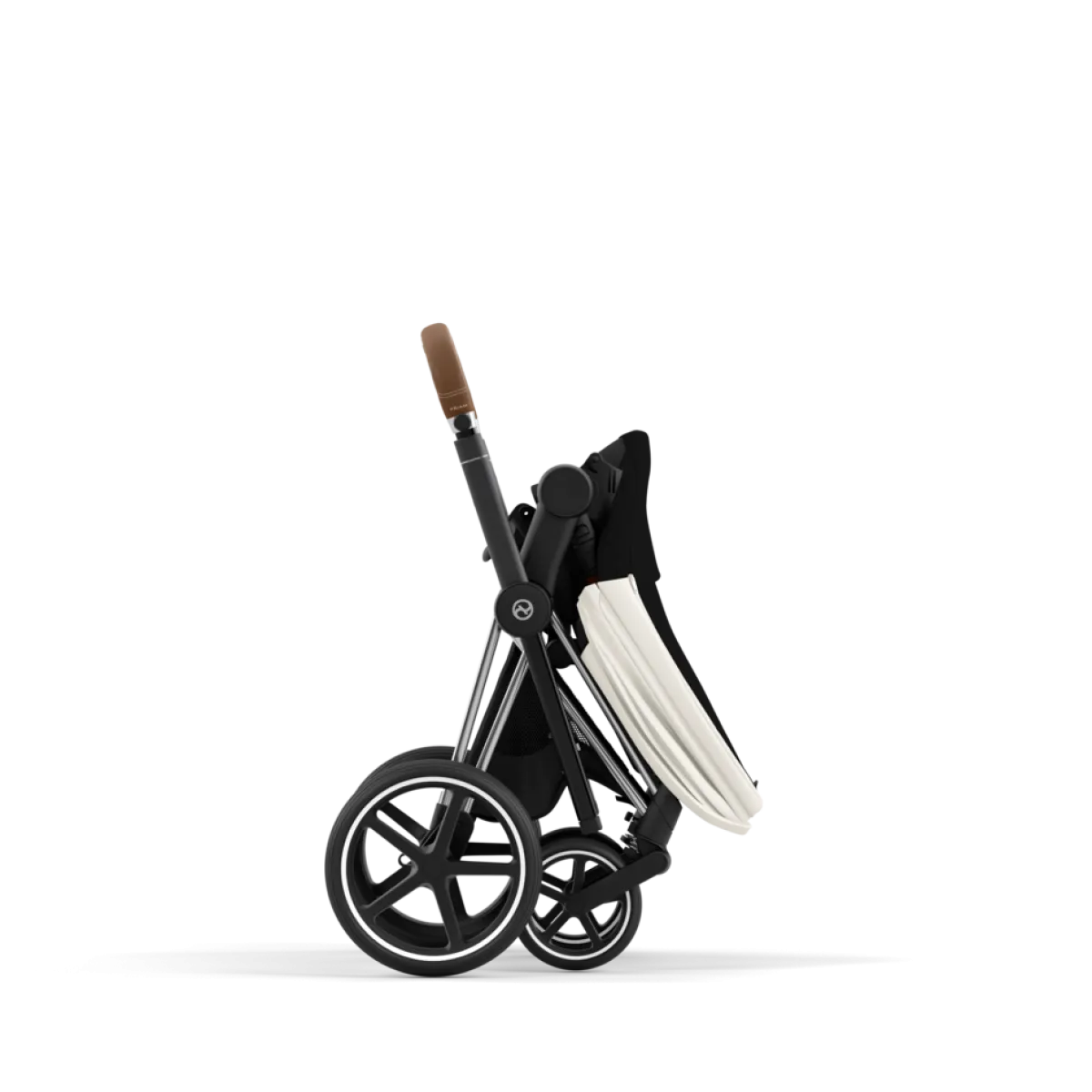 Cybex Combi Kinderwagens * Priam Kinderwagen Compleet Off White - Chrome Brown Frame Wit