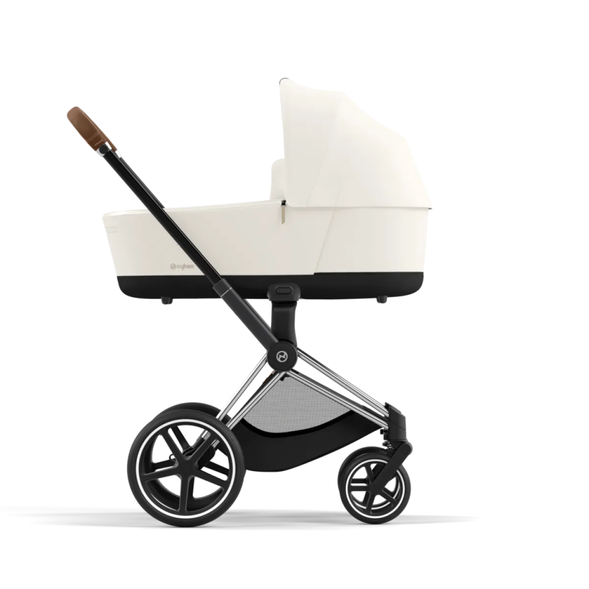 Cybex Combi Kinderwagens * Priam Kinderwagen Compleet Off White - Chrome Brown Frame Wit