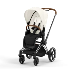 Cybex Combi Kinderwagens * Priam Kinderwagen Compleet Off White - Chrome Brown Frame Wit