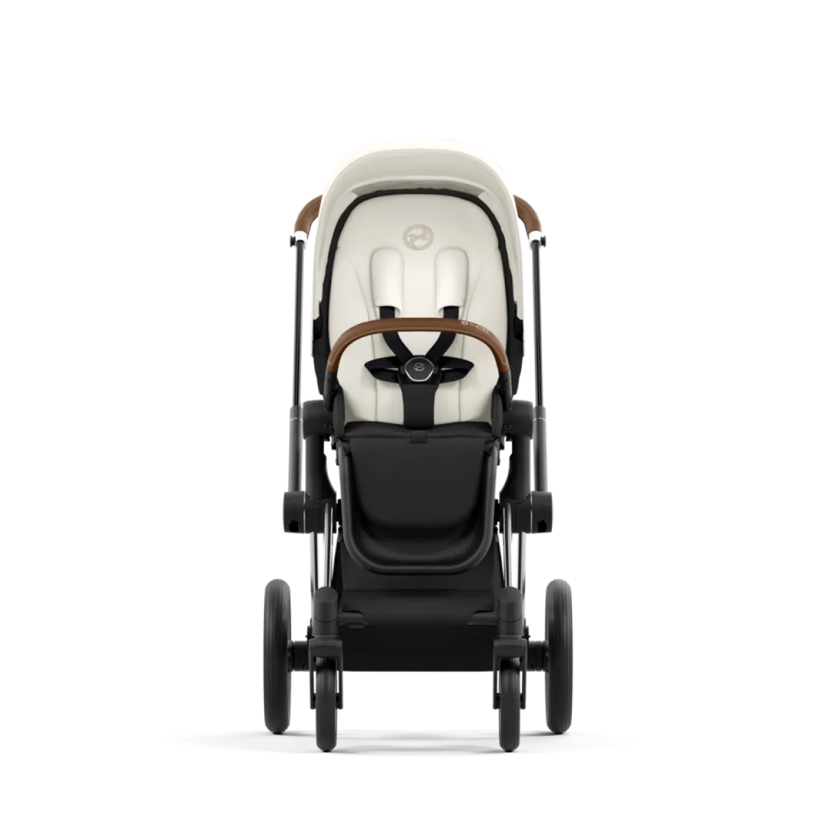 Cybex Combi Kinderwagens * Priam Kinderwagen Compleet Off White - Chrome Brown Frame Wit