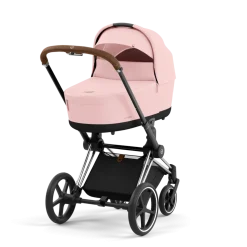 Cybex Combi Kinderwagens * Priam Kinderwagen Compleet Peach Pink - Chrome Brown Frame Roze