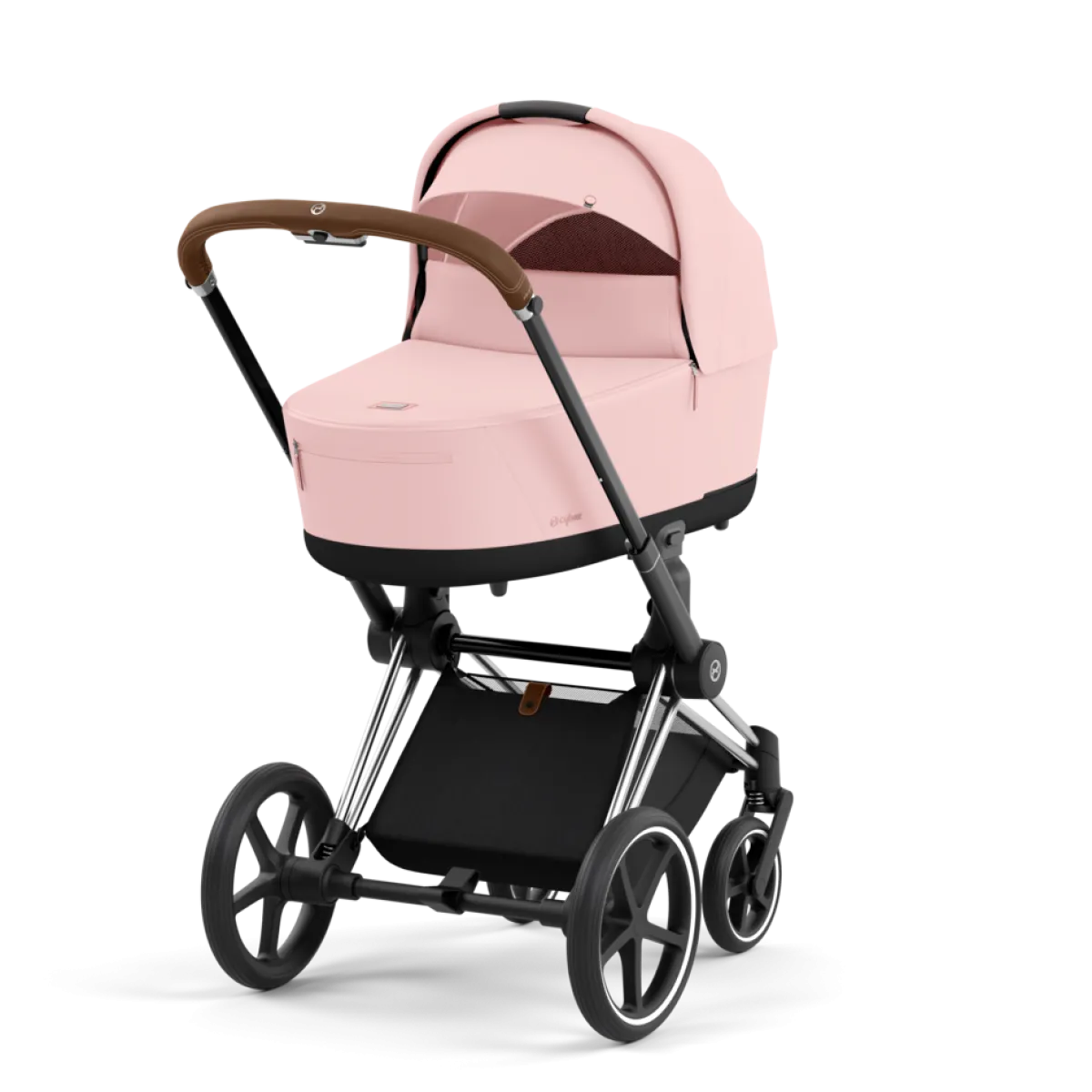 Cybex Combi Kinderwagens * Priam Kinderwagen Compleet Peach Pink - Chrome Brown Frame Roze