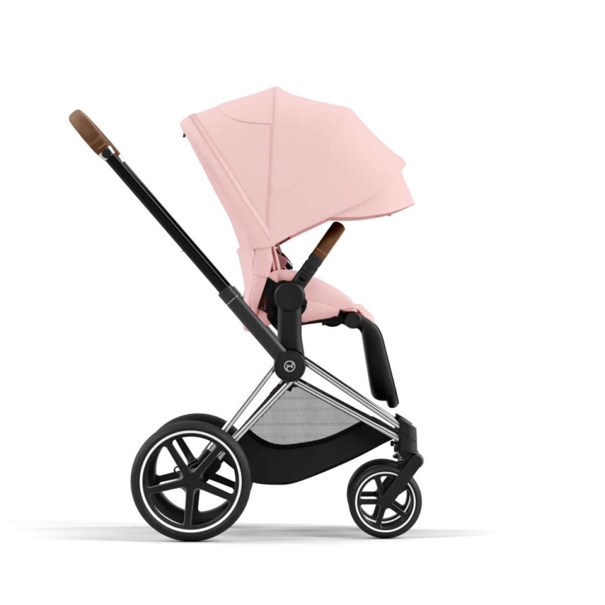 Cybex Combi Kinderwagens * Priam Kinderwagen Compleet Peach Pink - Chrome Brown Frame Roze