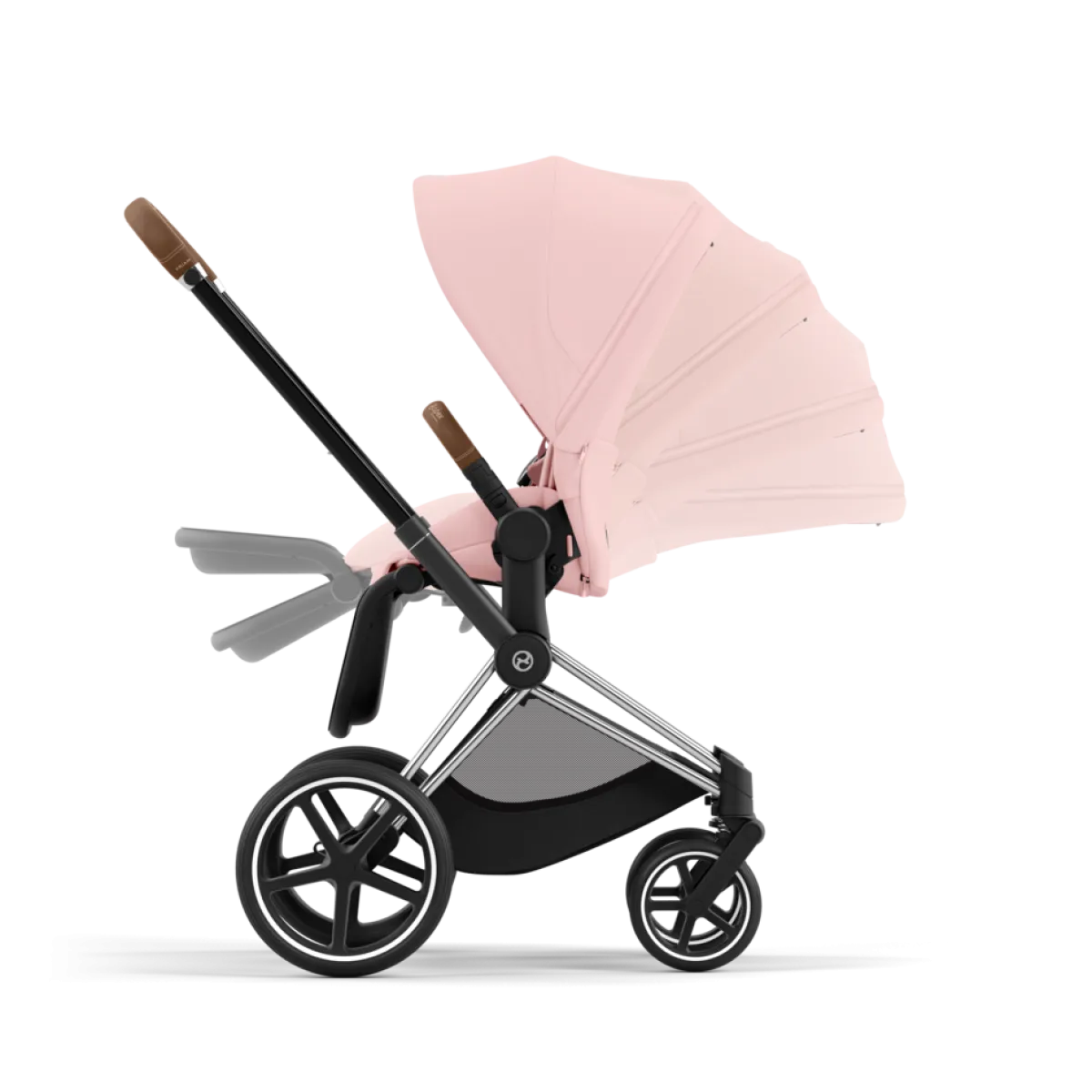Cybex Combi Kinderwagens * Priam Kinderwagen Compleet Peach Pink - Chrome Brown Frame Roze