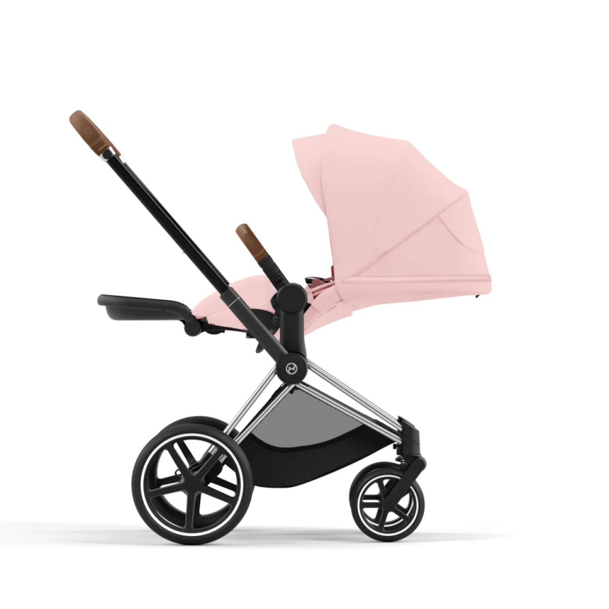 Cybex Combi Kinderwagens * Priam Kinderwagen Compleet Peach Pink - Chrome Brown Frame Roze
