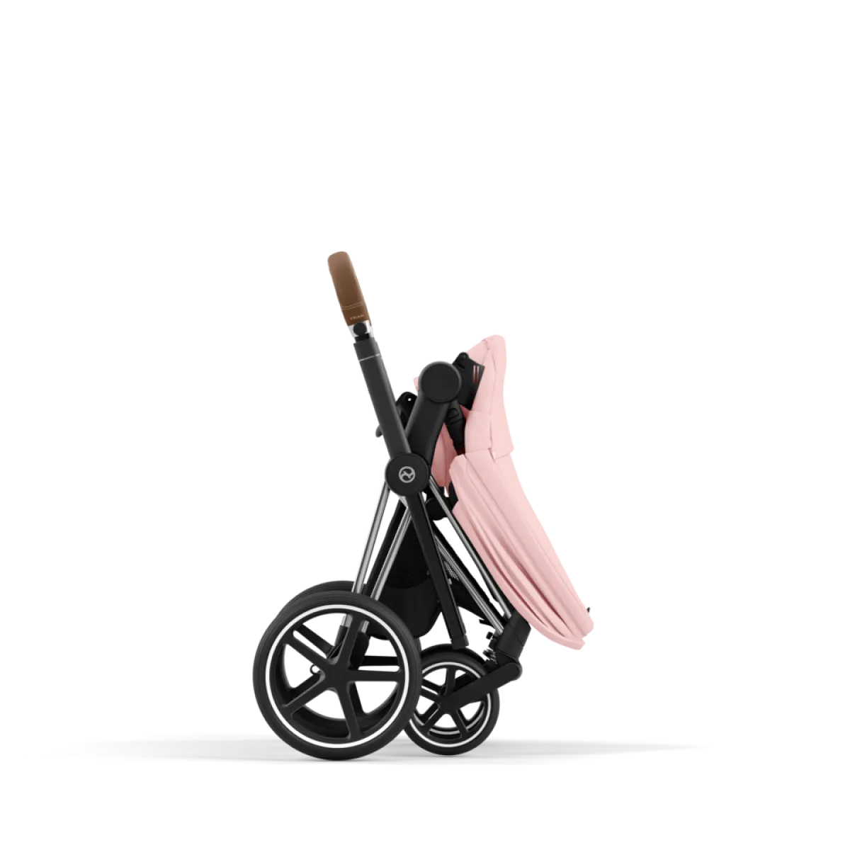 Cybex Combi Kinderwagens * Priam Kinderwagen Compleet Peach Pink - Chrome Brown Frame Roze