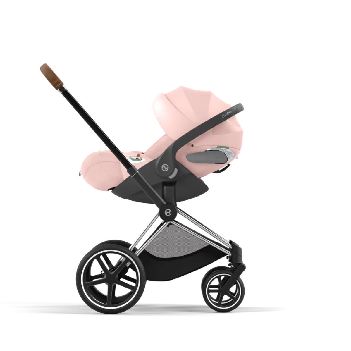Cybex Combi Kinderwagens * Priam Kinderwagen Compleet Peach Pink - Chrome Brown Frame Roze