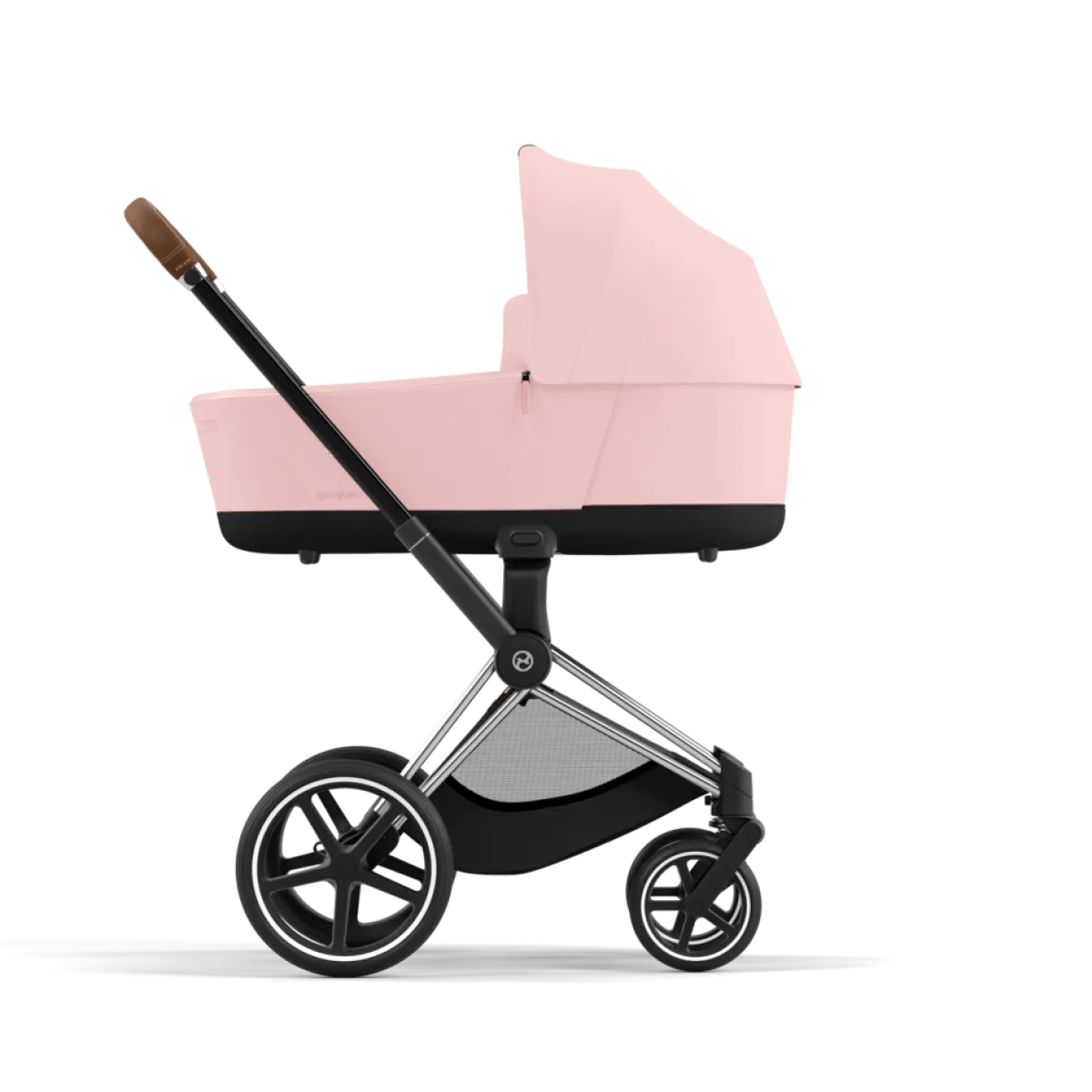 Cybex Combi Kinderwagens * Priam Kinderwagen Compleet Peach Pink - Chrome Brown Frame Roze