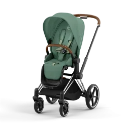 Cybex Combi Kinderwagens * Priam Kinderwagen Compleet Leaf Green - Chrome Brown Frame Groen