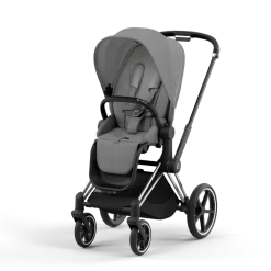 Cybex Combi Kinderwagens * Priam Kinderwagen Compleet Mirage Grey - Chrome Black Frame Grijs