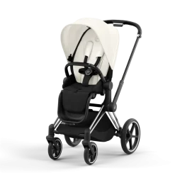 Cybex Combi Kinderwagens * Priam Kinderwagen Compleet Off White - Chrome Black Frame Wit
