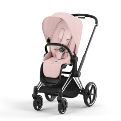 Cybex Combi Kinderwagens * Priam Kinderwagen Compleet Peach Pink - Chrome Black Frame Roze