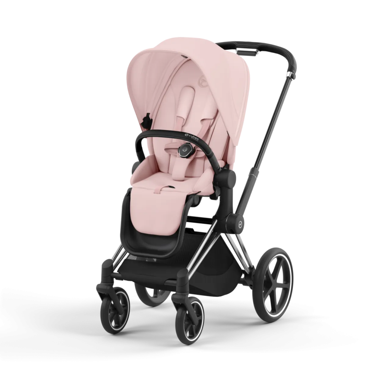 Cybex Combi Kinderwagens * Priam Kinderwagen Compleet Peach Pink - Chrome Black Frame Roze