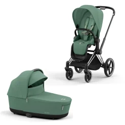 Cybex Combi Kinderwagens * Priam Kinderwagen Compleet Leaf Green - Chrome Black Frame Groen