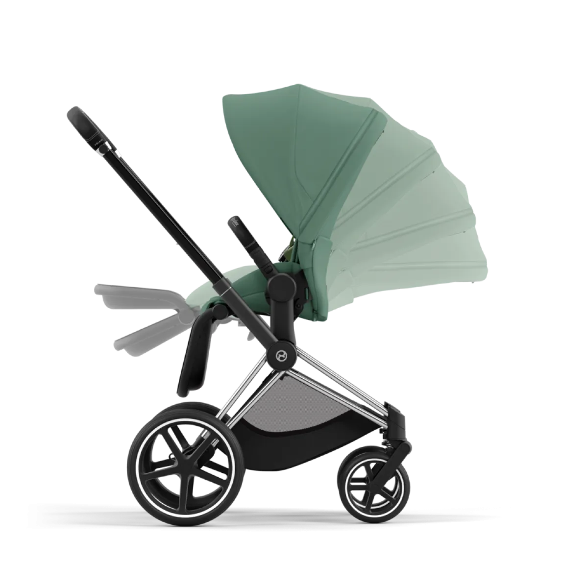 Cybex Combi Kinderwagens * Priam Kinderwagen Compleet Leaf Green - Chrome Black Frame Groen
