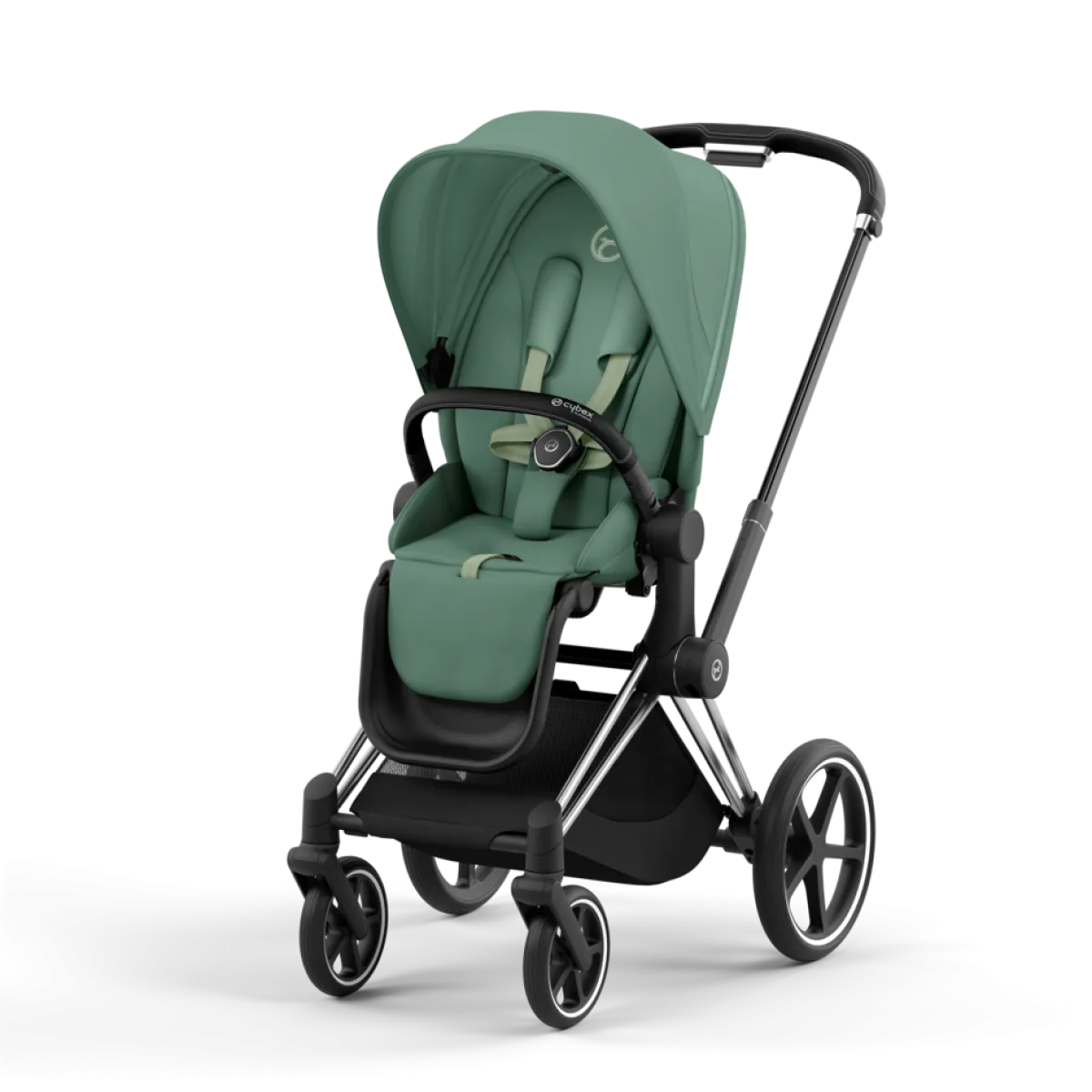 Cybex Combi Kinderwagens * Priam Kinderwagen Compleet Leaf Green - Chrome Black Frame Groen