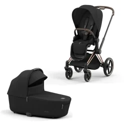 Cybex Combi Kinderwagens * Priam Kinderwagen Compleet Sepia Black - Rosegold Frame Zwart