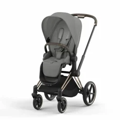 Cybex Combi Kinderwagens * Priam Kinderwagen Compleet Mirage Grey - Rosegold Frame Grijs