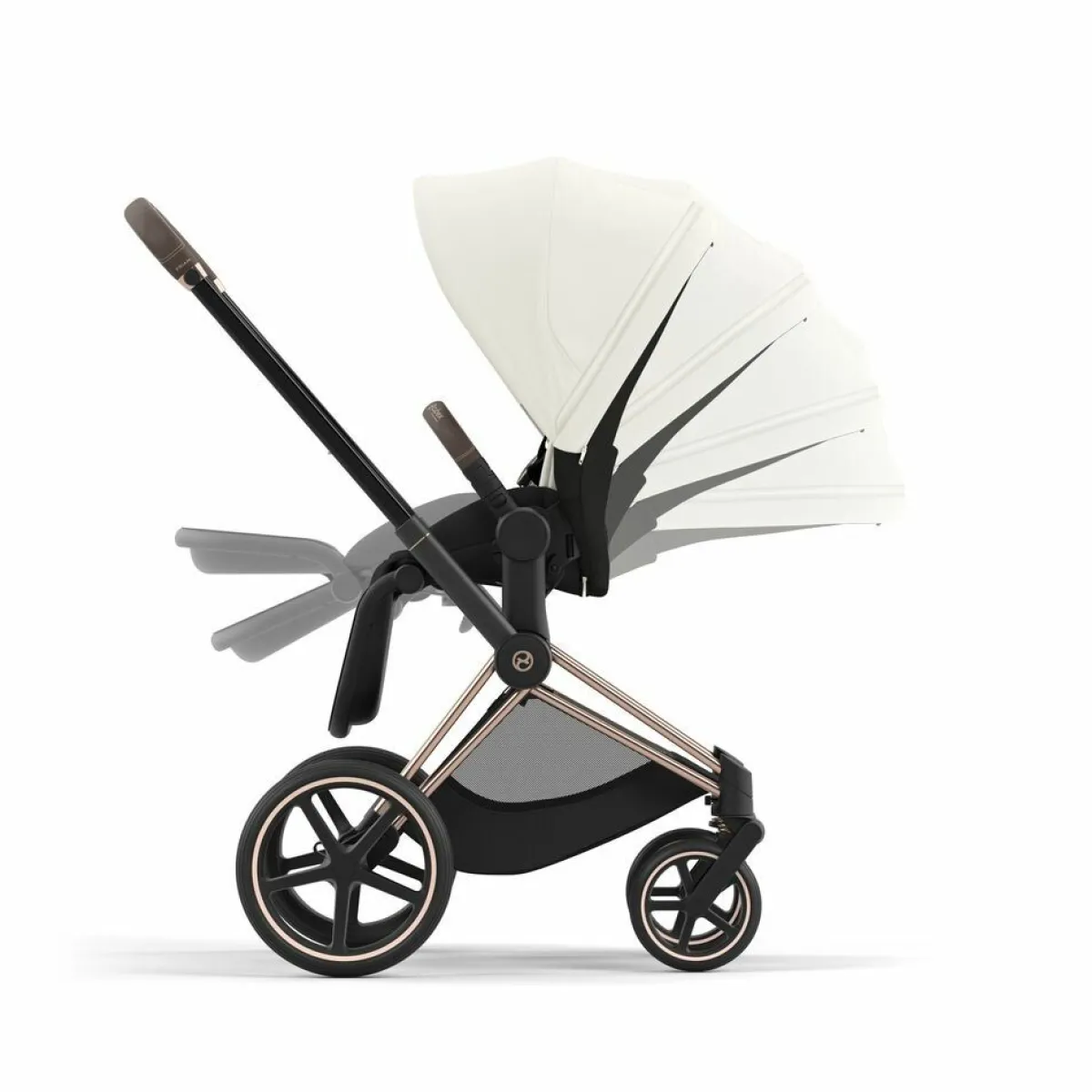 Cybex Combi Kinderwagens * Priam Kinderwagen Compleet Off White - Rosegold Frame Wit
