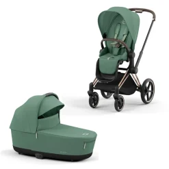 Cybex Combi Kinderwagens * Priam Kinderwagen Compleet Leaf Green - Rosegold Frame Groen