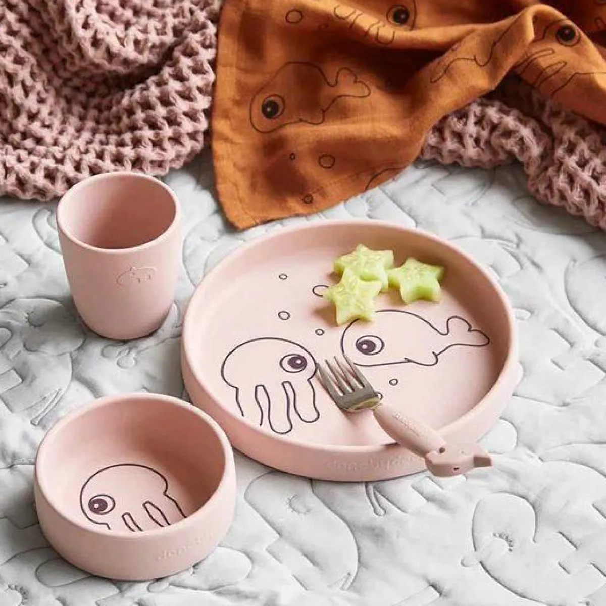 Done by Deer Kinderbordjes En Kinderbestek * Dinerset Sea Friends Powder