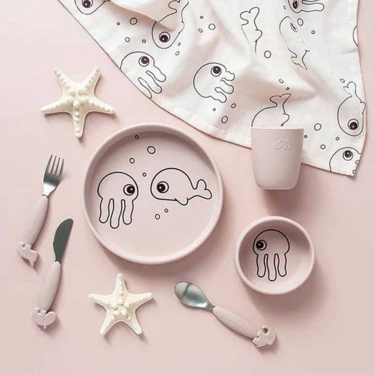 Done by Deer Kinderbordjes En Kinderbestek * Dinerset Sea Friends Powder