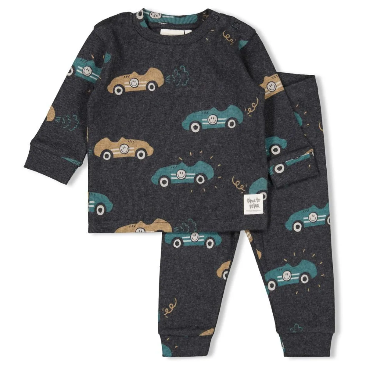 Feetje Pyjama's * Pyjama Premium Sleepwear Ricky Racer Antraciet Melange Grijs