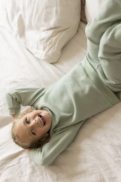 Feetje Pyjama's * Pyjama Wafel Melange Groen