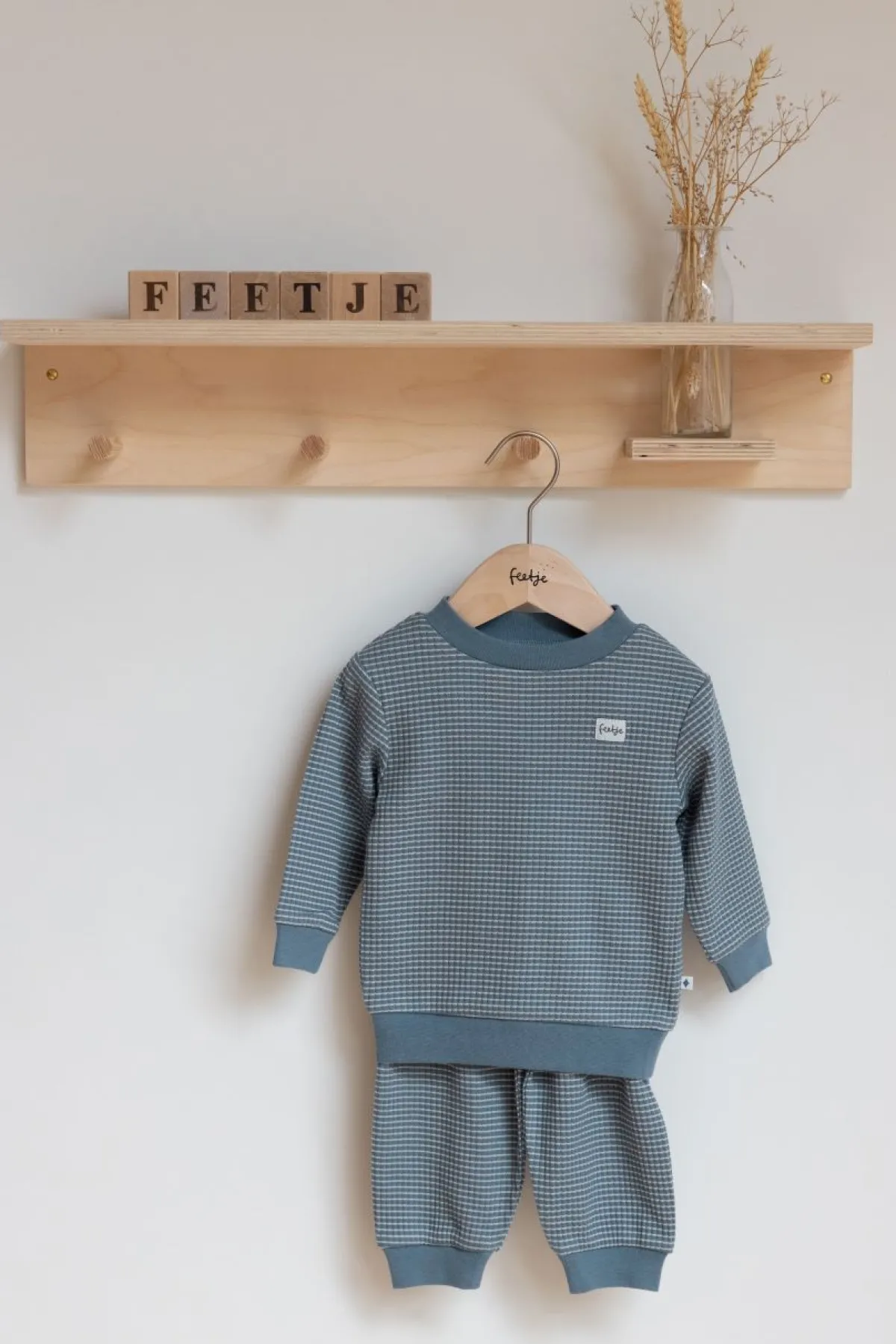 Feetje Pyjama's * Pyjama Wafel Ice Blue Blauw